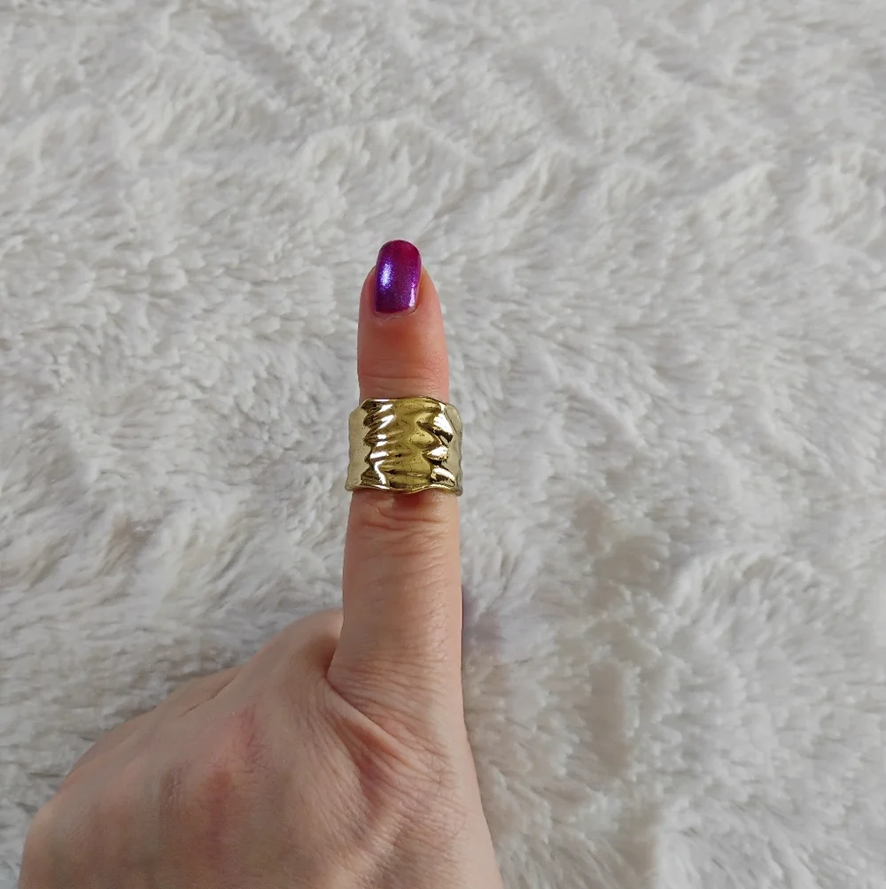 Gold Tone Hammered Ring